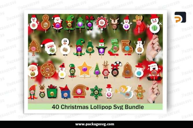 Christmas Lollipop Holder Ver 2 SVG Bundle, 40 Design Cut Files LPJIIOZQ