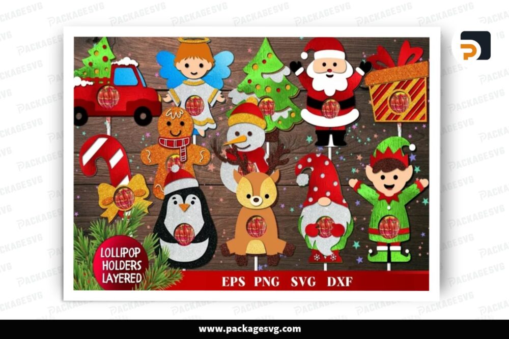 Christmas Lollipop Holders SVG Bundle, 12 Design Digital Files LOWG2HWJ