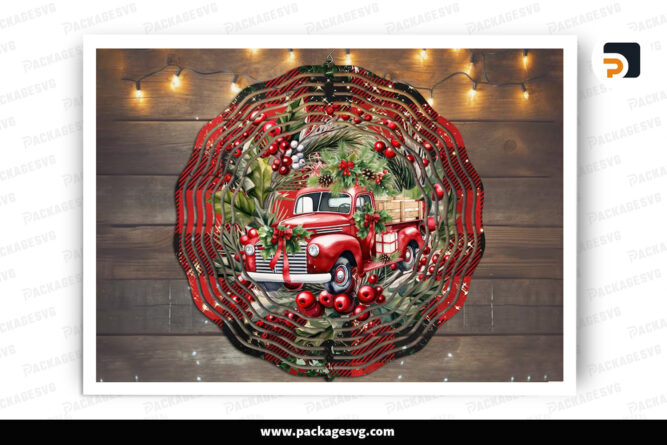 Christmas Red Truck Wind Spinner PNG, Sublimation Design LONNMVM6