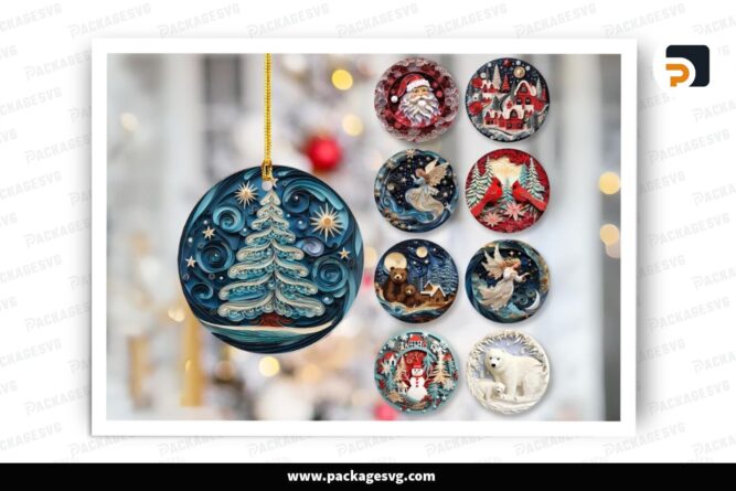 Christmas Round Ornament Bundle, 16 PNG Sublimation Designs LPKJZBHB (2)