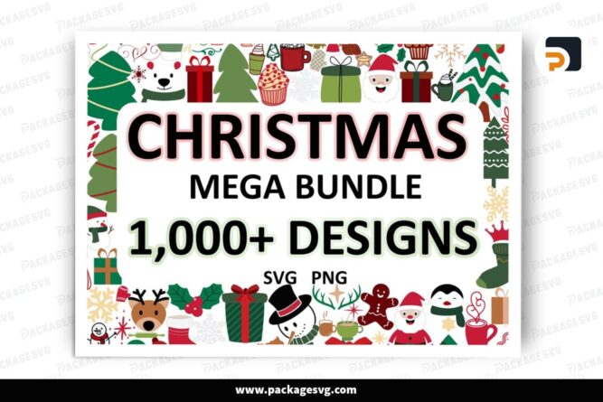 Christmas SVG PNG Mega Bundle, 1000 Xmas Design LPI07XKW