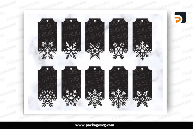 Christmas Snowflake Gift Tags SVG Bundle, 10 Design Cut Files LPJLEJEQ