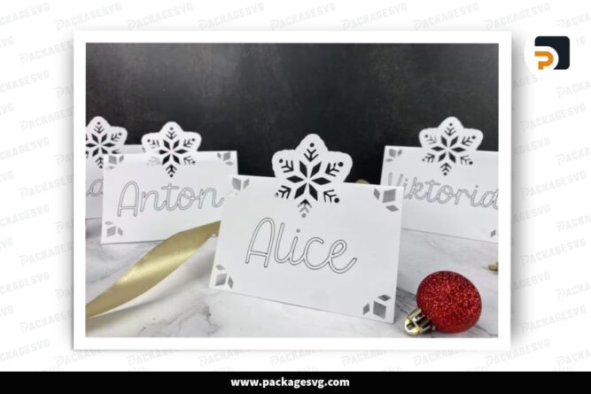 Christmas Snowflake Pop-up Placecard, SVG Paper Cut File LPJJLAZB