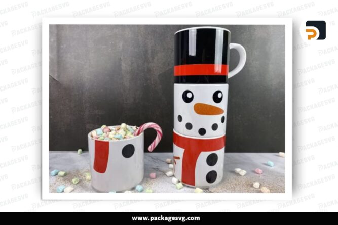 Christmas Snowman Stackable Template, 10oz Skinny Mug Warp LPJL7UPF