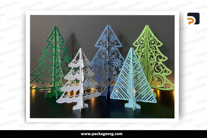 Christmas Tree Centerpiece Decor Bundle, 5 Paper Cut Files