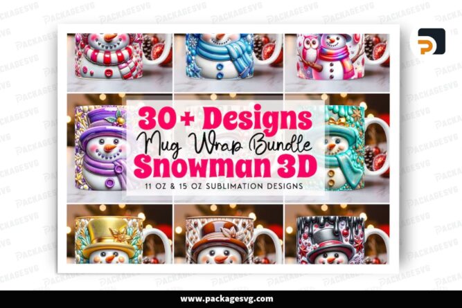 Chubby Snowman Mug Bundle, 30+ Designs 11oz 15oz Mug Wrap LP0XX9XF