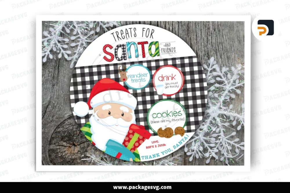 Cookies For Santa PNG, Round Christmas Board Sublimation Design LOI07GJ4