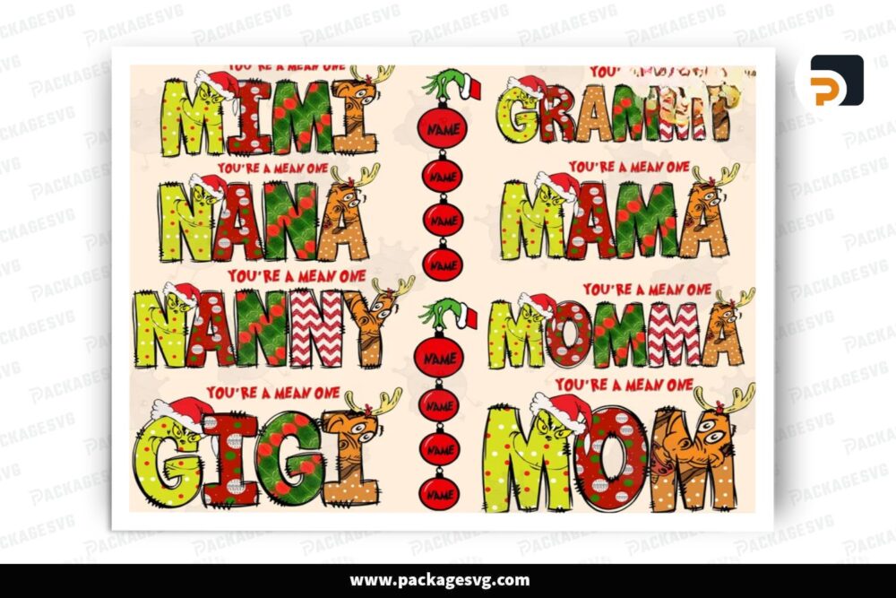 Custom Christmas Mama/Mimi/Mom PNG Bundle, Personalised Christmas Shirt Design LP2TLKCT