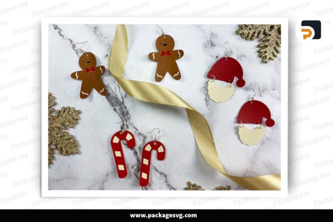 Cute Christmas Earrings Template, SVG Design Cut Files LPJJZYW1