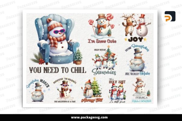 Cute Snowman Christmas Bundle, 10 Designs Clipart Free Download