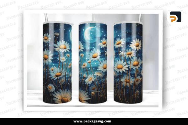 Daisy Flowers Sublimation, 20oz Skinny Tumbler Wrap Free Download