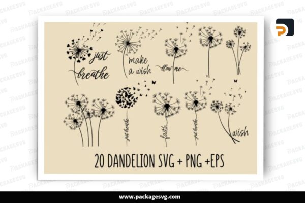 Dandelion SVG Bundle, 20 Designs Free Download