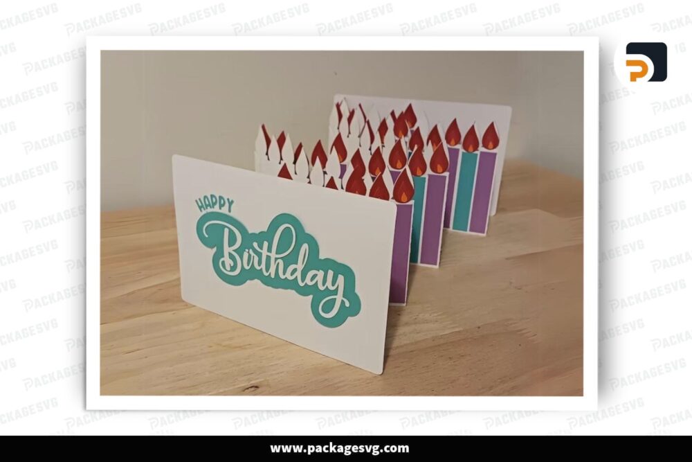 Expanding Candle Birthday Card, SVG Paper Cut File LPM3PFEY (1)
