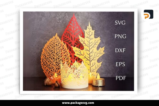 Fall Leaves Lantern, Autumn SVG Paper Cut File LPKZ1UBB (4)