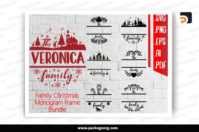 Family Christmas Monogram SVG Bundle, 6 Cut File Designs LOV7IDHZ