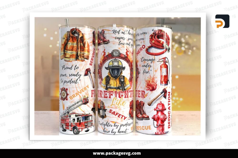 Fire fighter Life Sublimation Design, 20oz Skinny Tumbler Wrap