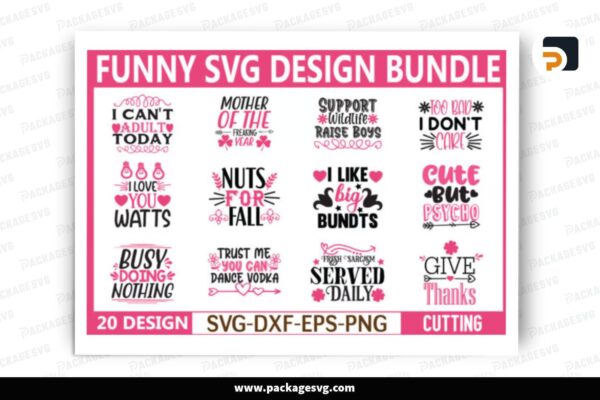 Funny SVG Bundle, 20 Designs Free Download