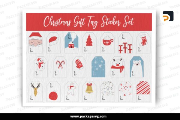 Gift Tag Sticker Set SVG Bundle, Christmas Cut Files Free Download