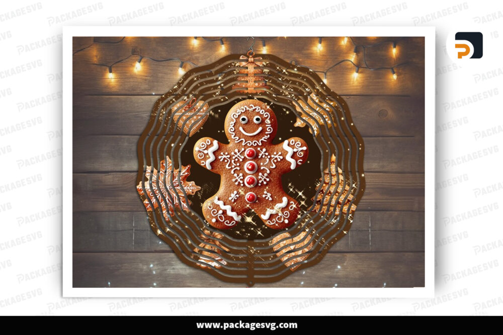 Gingerbread Smiley Face Wind Spinner PNG, Sublimation Design LONOKIGO