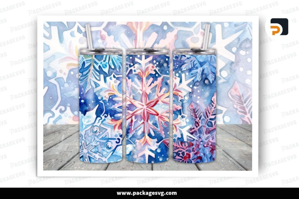 Glistening Snowflake Sublimation Design, 20oz Skinny Tumbler Wrap LOZGUCDD
