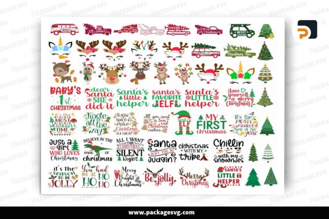 Happy Merry Christmas SVG Bundle, 300 Design Files