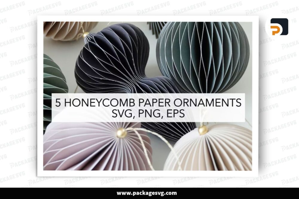 Honeycomb Christmas Ornament Bundle, 5 Paper Cut Files LP20UAJP
