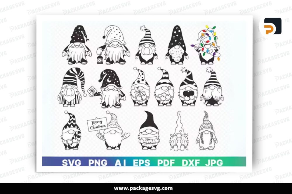 Merry Christmas Gnome SVG Bundle, 16 Design Files LPHR5RFF (4)
