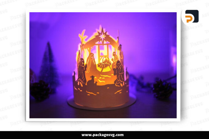 Nativity Of Jesus Dome Lantern, Christmas SVG Paper Cut File LOFM80N4