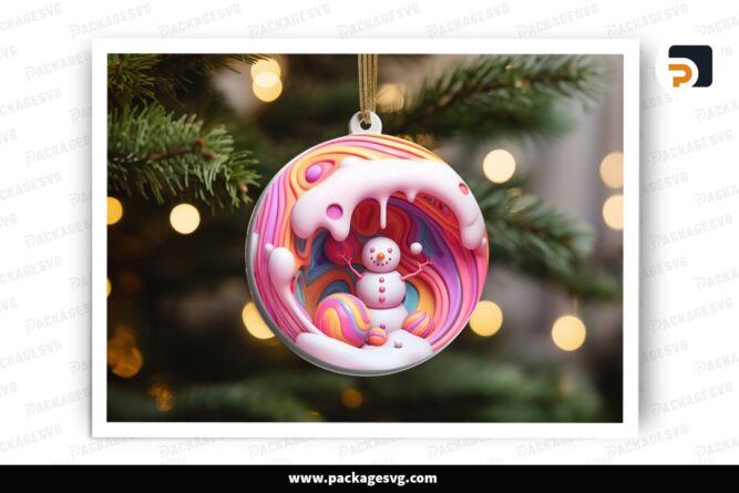 Pink Snowman Ornament, Chritmas Sublimation Design LP0IYB0W