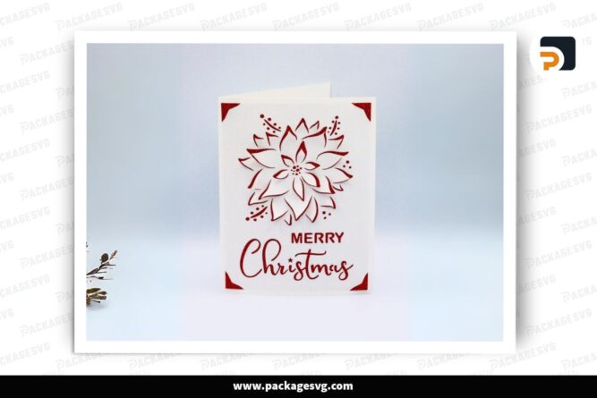 Poinsettia Christmas Pop up Card, SVG Paper Cut File