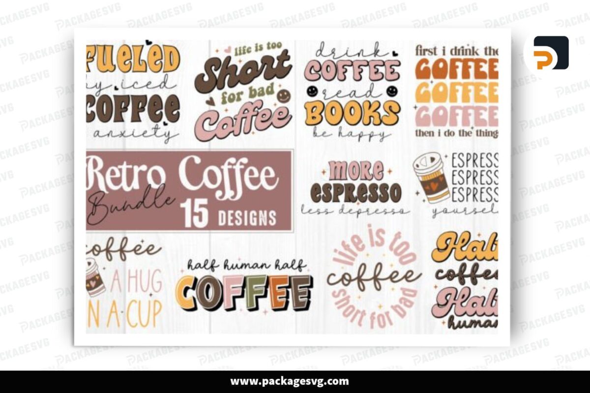 Retro Coffee SVG Bundle, 15 Designs Free Download