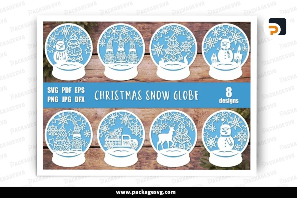 Snow Globe Card Christmas SVG Bundle, Design Free Download