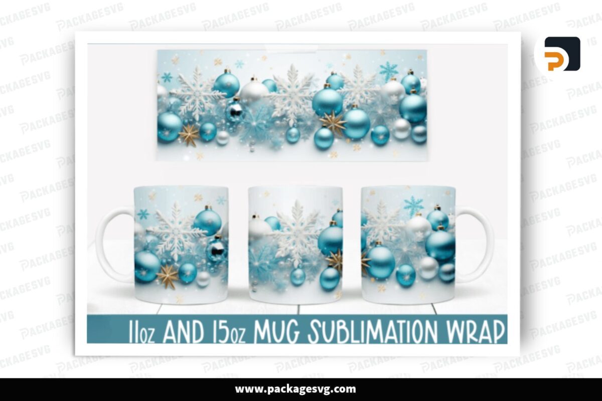 Snowflake Sublimation Design, 11oz 15oz Mug Wrap Free Download