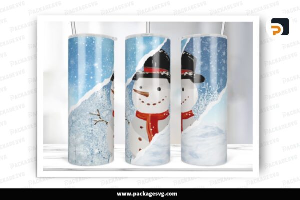 Snowman Paper Sublimation Design, 20oz Tumbler Wrap Free Download