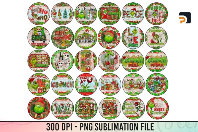 The Grinch Ornament Bundle, 30 Chritmas Sublimation Designs LP7RKN3C