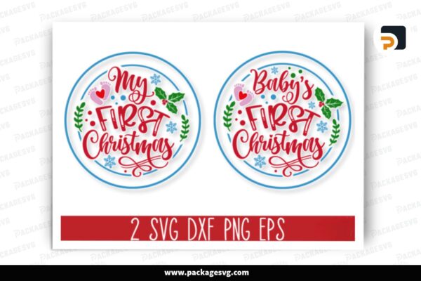 First Christmas Round SVG Ornament Free Download