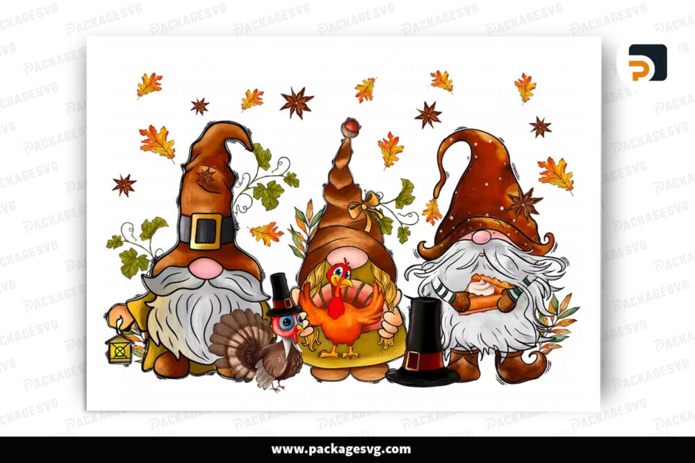 Turkey Gnomes Sublimation Design PNG, Thanksgiving Gnome Digital File