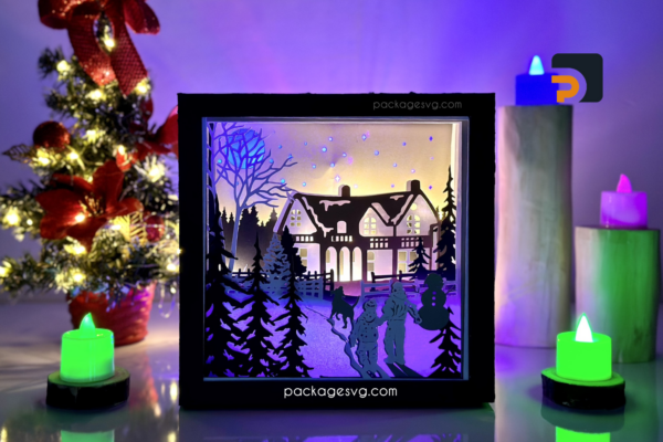 Create A Come Back Home For Christmas Lightbox with Winter SVG Paper Cut Files