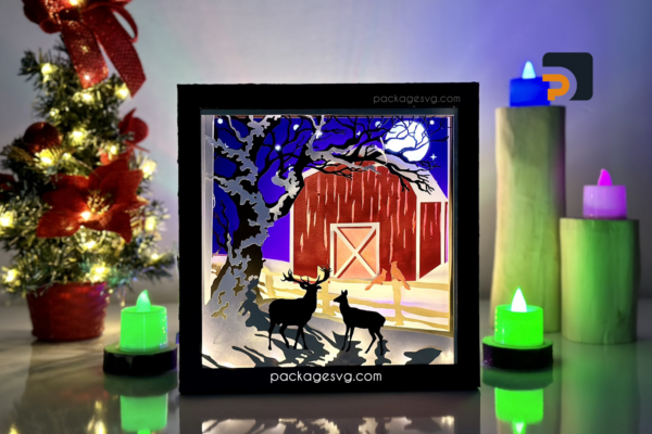 Create A Christmas Reindeer and Cardinal Shadow Box With Christmas SVG Cut Files