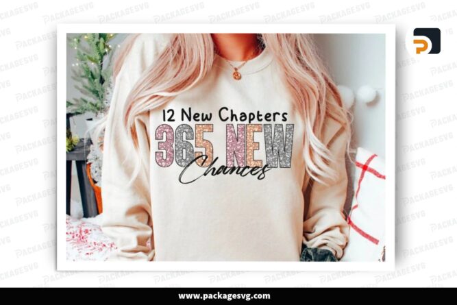 12 New Chapters 365 New Chances Glitter, New Year PNG Sublimation Design (2)