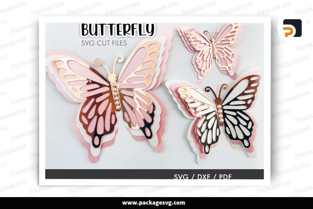 3D Butterfly Template, SVG Design Cut File (2)