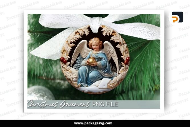 3D Christmas Angel Ornament, PNG Sublimation Design (2)
