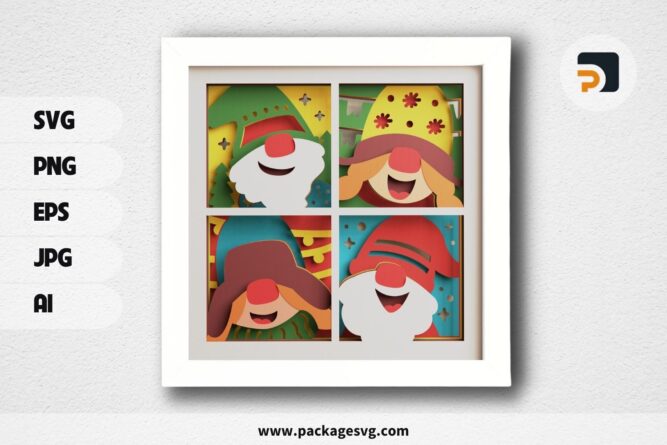 3D Cute Gnomes Shadowbox, Christmas SVG Paper Cut File LQ6ECPNN (2)