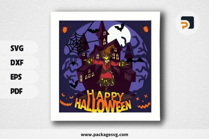 3D Halloween Castle Shadowbox, Night SVG Paper Cut File LQEUCC4H (2)