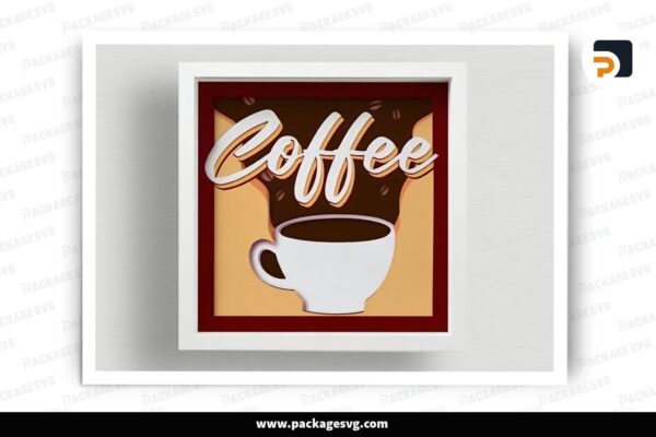 3D Mandala Coffee Shadowbox, SVG Paper Cut File Free Download