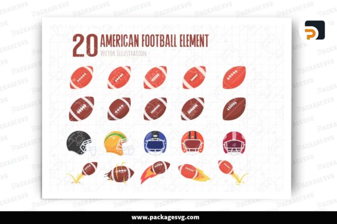 American Football Element PNG Bundle, 20 Sublimation Designs LPPHWYL2