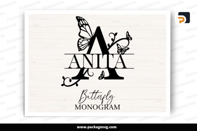 Butterfly Split Letters Monogram SVG Bundle, 26 Design Files (2)