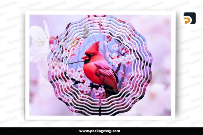 Cardinal Blossom Wind Spinner PNG, Sublimation Design (2)
