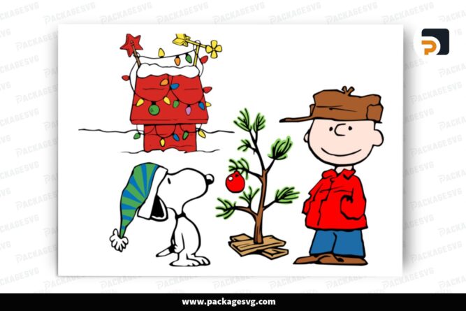 Charlie And The Snoopy Christmas, SVG Design Cut File (1)