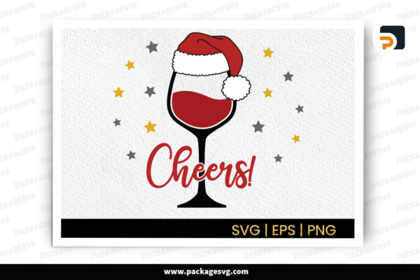 Cheers Wine Glass Santa, Christmas SVG Design Free Download